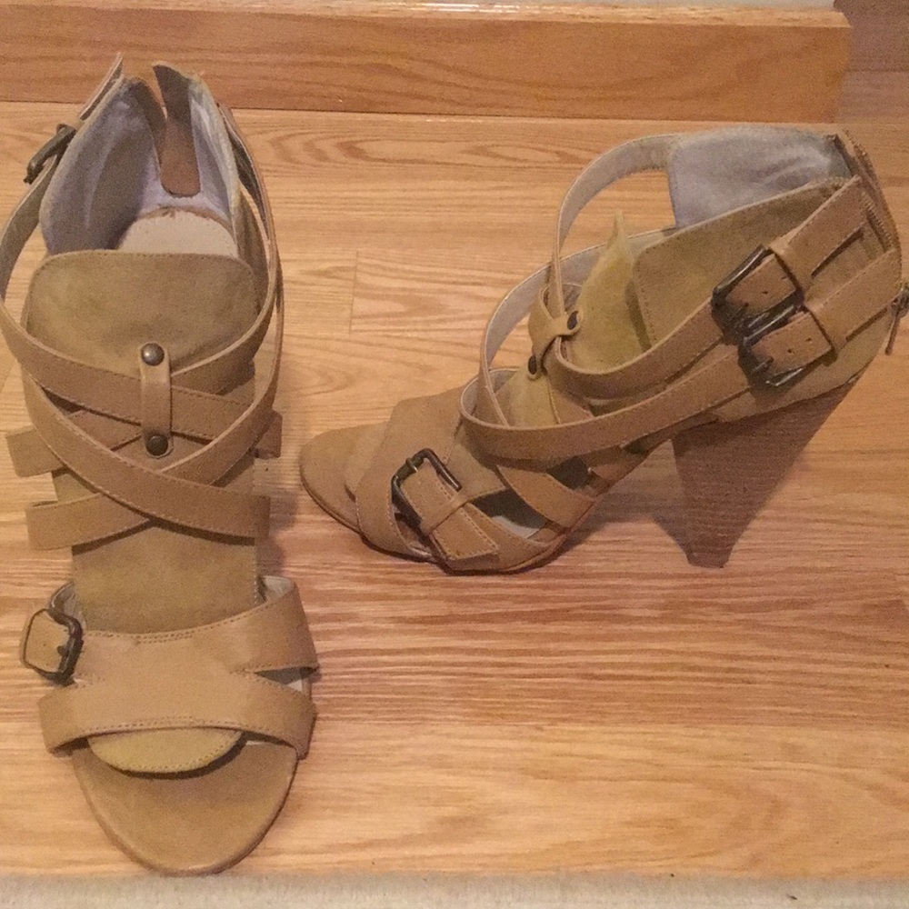Strappy Camel beige Fall Sandals/booties